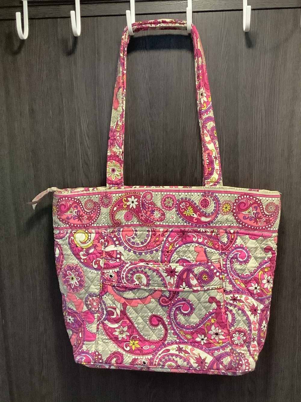 Vera Bradley gray/pink/purple paisley tote